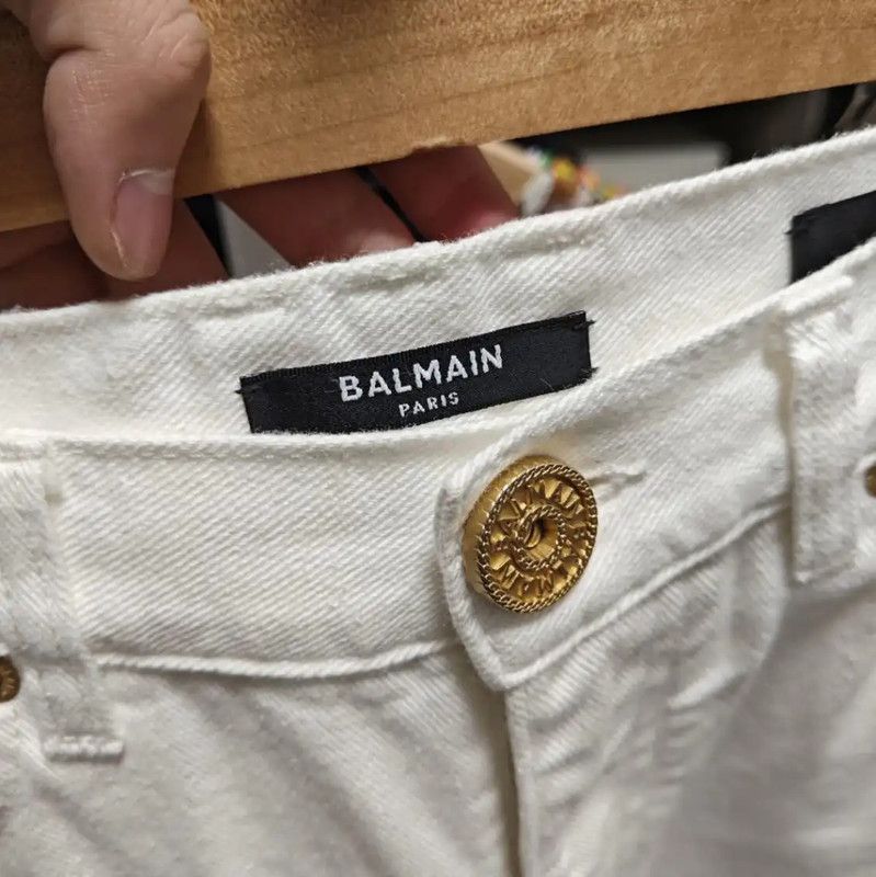 Balmain Balmain White Cotton Women's Denim Trousers 0089 Size 28" / US 6 / IT 42 - 4 Thumbnail