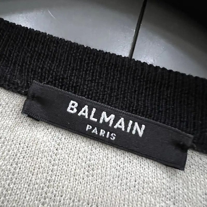 Balmain Balmain White Striped Wool Long Sleeve Sweater 0089 Size L / US 10 / IT 46 - 2 Thumbnail