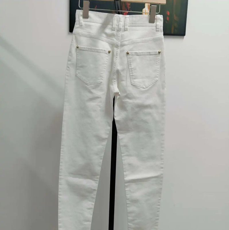 Balmain Balmain White Cotton Women's Denim Pants 0089 Size 23" - 2 Thumbnail