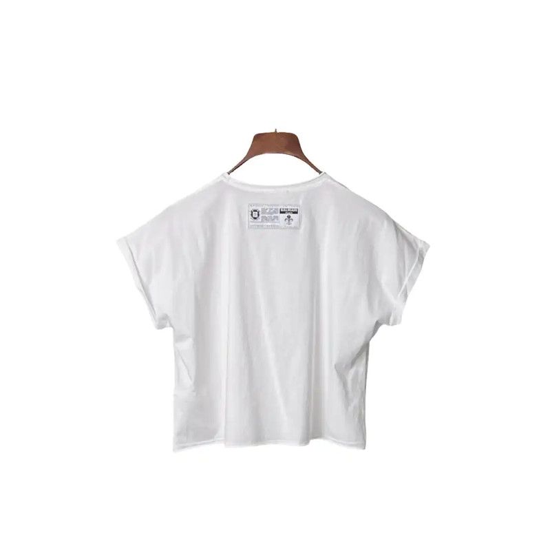 Balmain Balmain White Graphic Short Sleeve Crop T-Shirt 0089 Size L / US 10 / IT 46 - 2 Thumbnail