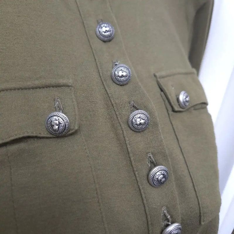 Balmain Balmain Olive Green Long Sleeve T-Shirt 0089 Size M / US 6-8 / IT 42-44 - 9 Thumbnail