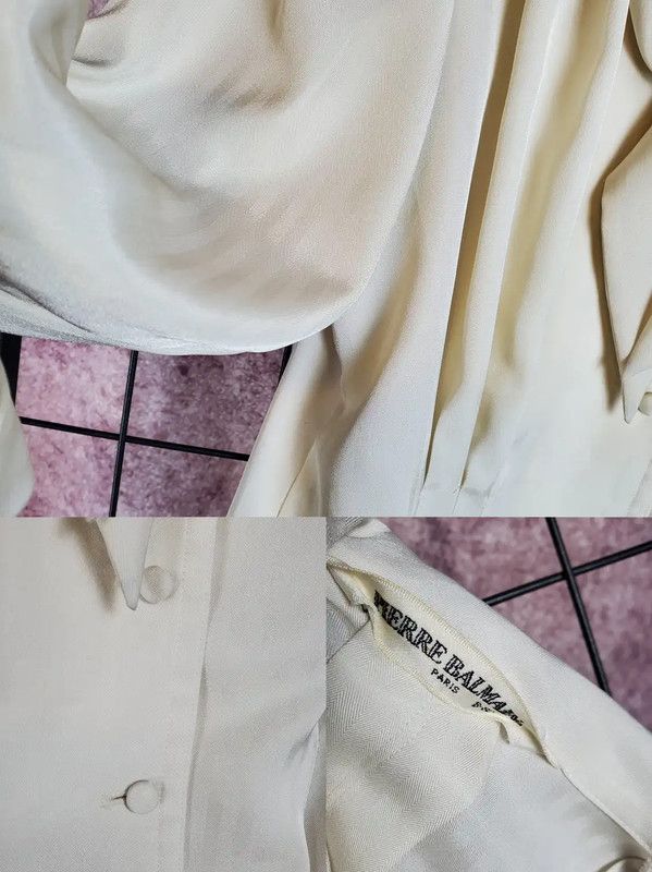 Balmain Balmain Spring Autumn Cream Short Sleeve Blouse 0089 Size S / US 4 / IT 40 - 9 Thumbnail