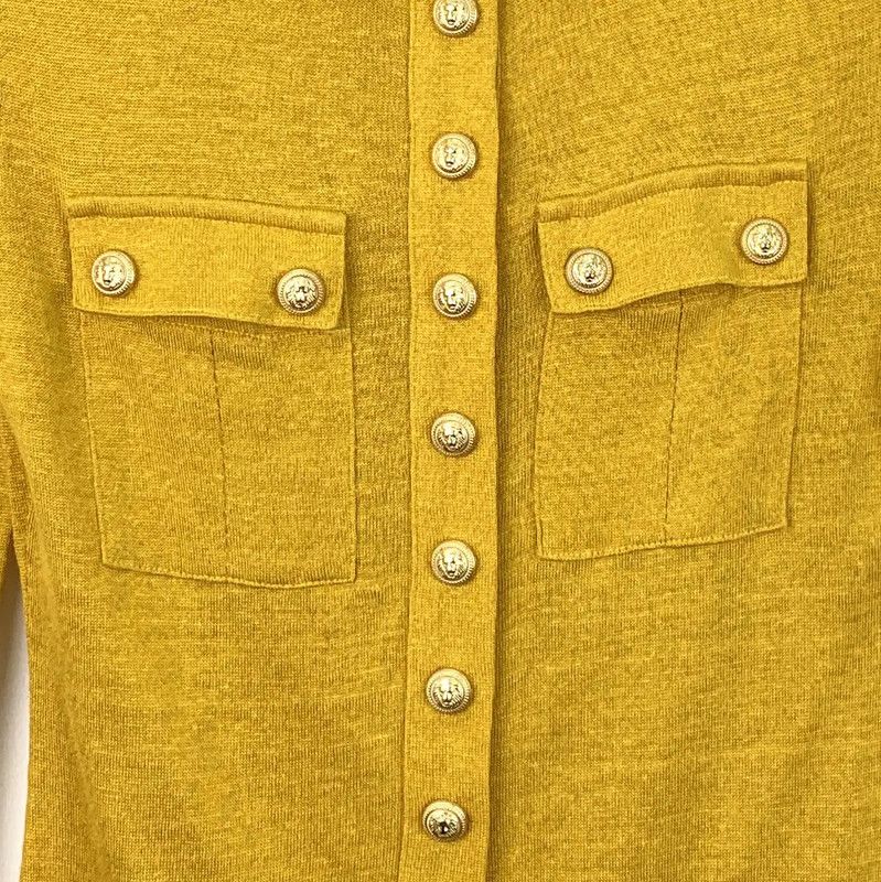 Balmain Balmain Yellow Wool Pullover Sweater for Women 0089 Size XXS / US 00 / IT 34 - 4 Thumbnail