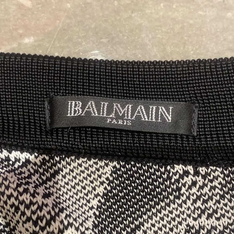 Balmain Balmain Black Houndstooth A-Line Skirt Size S 0089 Size 23" - 3 Thumbnail
