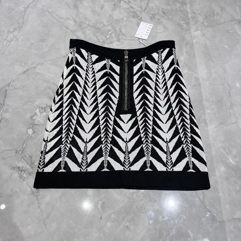Balmain Balmain Black Houndstooth A-Line Skirt Size S 0089 Size 23" - 2 Thumbnail
