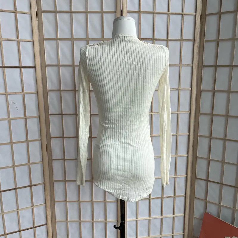 Balmain Balmain Cream Cotton Women's Pullover Sweater 0089 Size S / US 4 / IT 40 - 2 Thumbnail