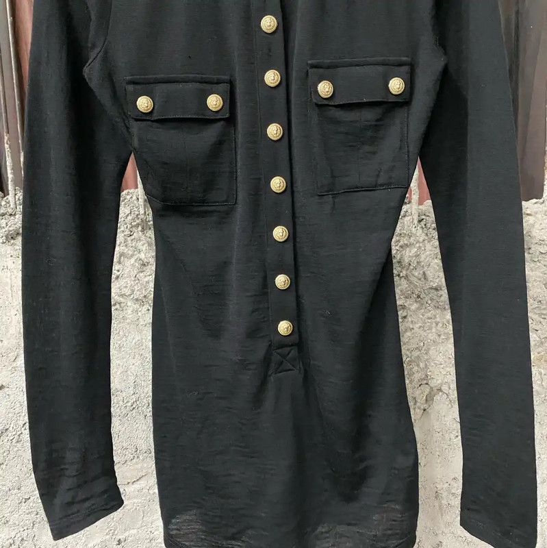 Balmain Balmain Black Wool Long Sleeve Top for Women 0089 Size ONE SIZE - 4 Thumbnail