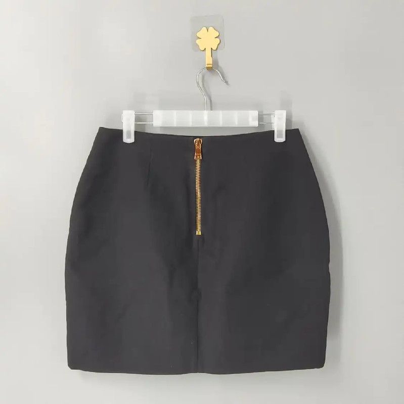 Balmain Balmain Black Women's Skirt with Gold Buttons 0089 Size 30" / US 8 / IT 44 - 2 Thumbnail