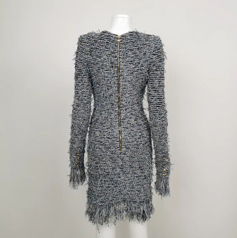 Balmain Balmain Multicolor Cotton Blend Dress for Women 0089 Size XS / US 0-2 / IT 36-38 - 2 Thumbnail
