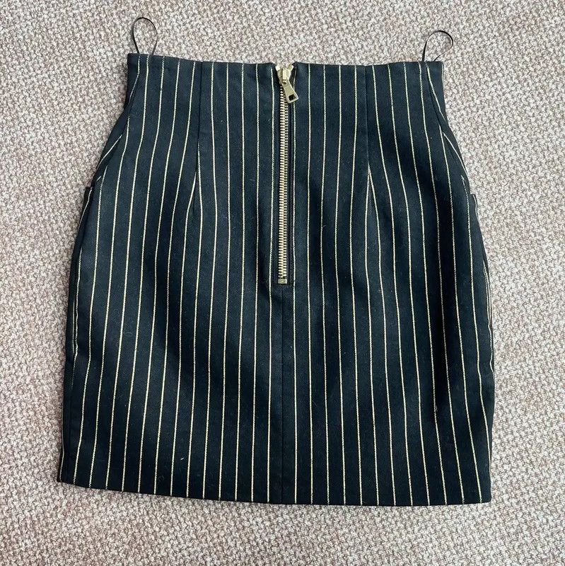 Balmain Balmain Black Cotton Striped Skirt M Size 0089 Size 26" / US 2 / IT 38 - 2 Thumbnail