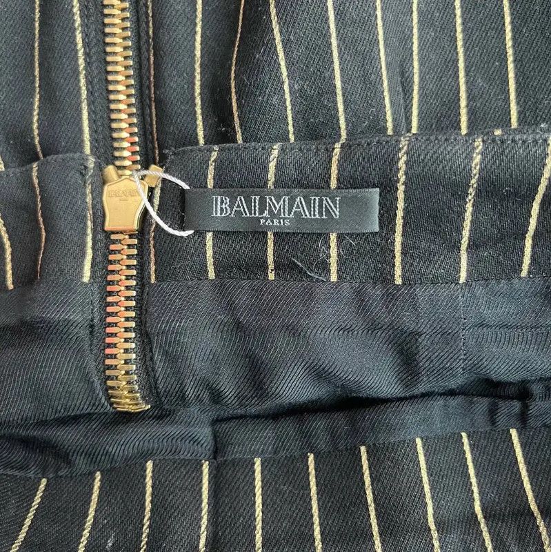 Balmain Balmain Black Cotton Striped Skirt M Size 0089 Size 26" / US 2 / IT 38 - 4 Thumbnail