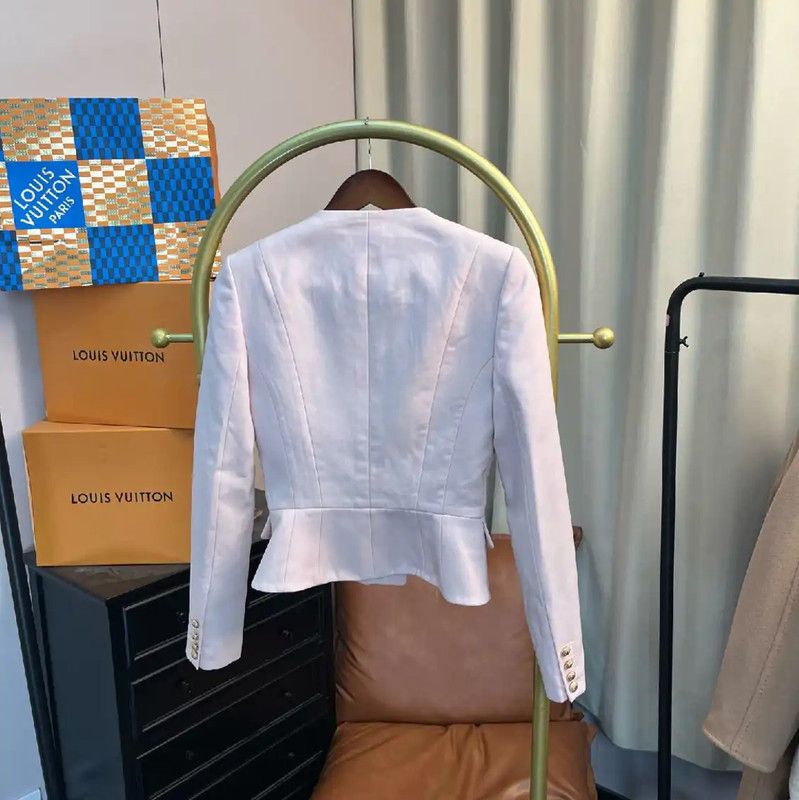 Balmain Balmain Women’s White Polyester Blazer 0089 Size XS / US 0-2 / IT 36-38 - 2 Thumbnail