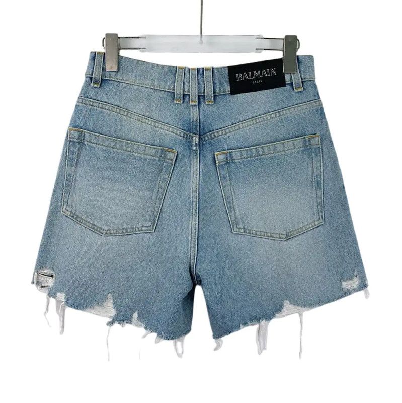Balmain Balmain Blue Cotton Women's Shorts 0089 Size 23" - 2 Thumbnail