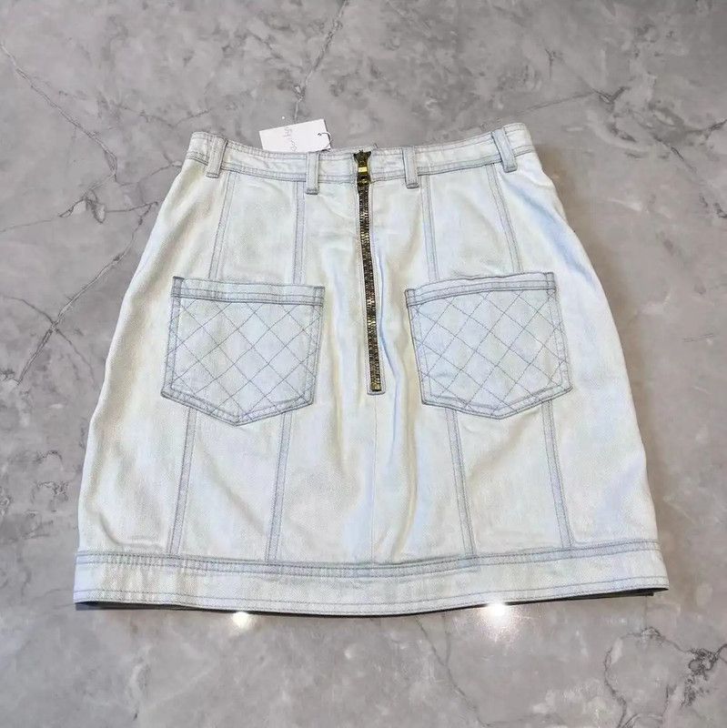 Balmain Balmain Summer Light Blue Cotton Mini Skirt 0089 Size 24" / US 00 / IT 34 - 2 Thumbnail