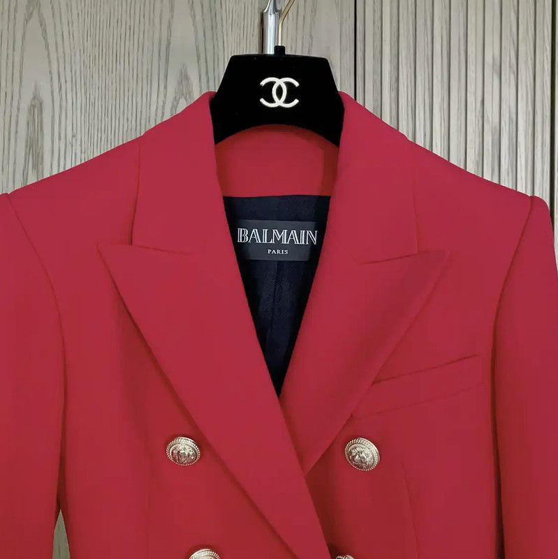 Balmain Balmain Red Wool Women's Blazer 0089 Size S / US 4 / IT 40 - 3 Thumbnail