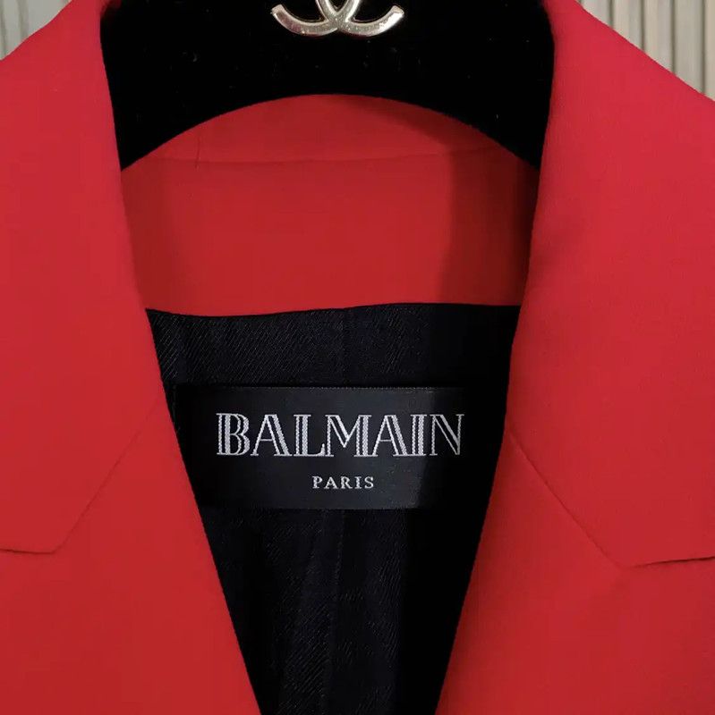 Balmain Balmain Red Wool Women's Blazer 0089 Size S / US 4 / IT 40 - 9 Thumbnail