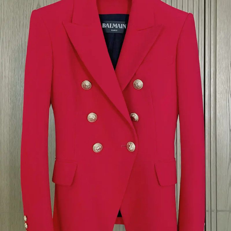 Balmain Balmain Red Wool Women's Blazer 0089 Size S / US 4 / IT 40 - 4 Thumbnail