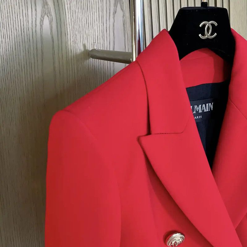 Balmain Balmain Red Wool Women's Blazer 0089 Size S / US 4 / IT 40 - 8 Thumbnail