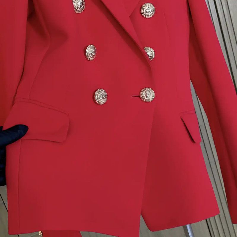 Balmain Balmain Red Wool Women's Blazer 0089 Size S / US 4 / IT 40 - 7 Thumbnail