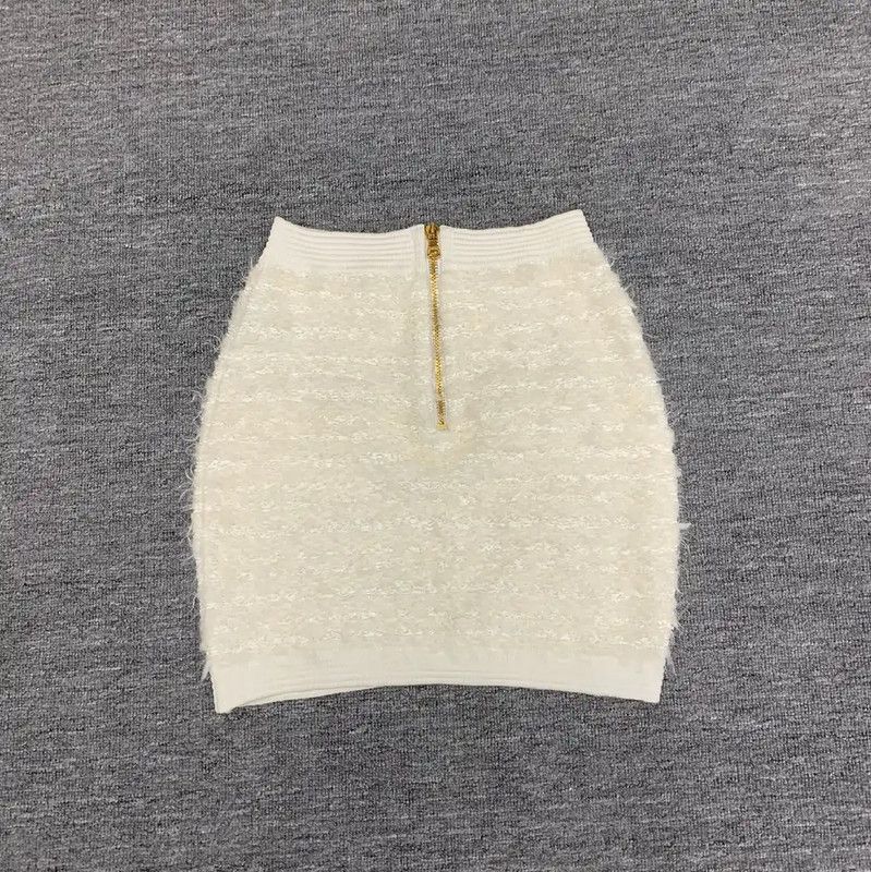 Balmain Balmain White Cotton Women's Skirt 0089 Size 23" - 2 Thumbnail
