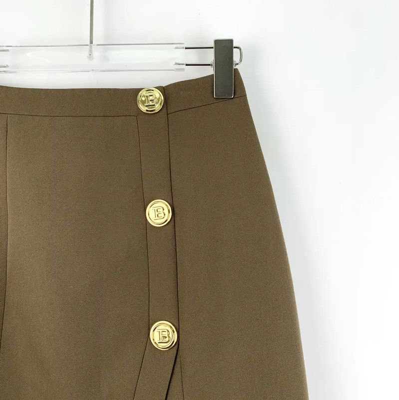 Balmain Balmain Women's Deep Brown Wool Skirt 0089 Size 22" - 3 Thumbnail