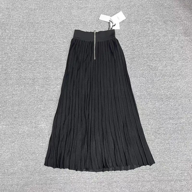 Balmain Balmain Black Cotton Pleated Skirt 0089 Size 22" - 2 Thumbnail