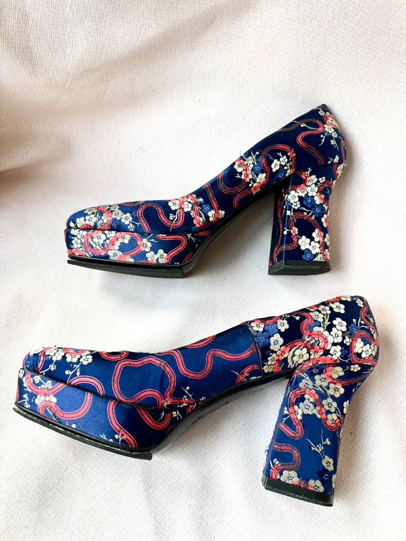 Vivienne Westwood Vivienne Westwood Blue Silk Floral Heels - dmc Size US 8.5 / EU 41-42 - 6 Thumbnail
