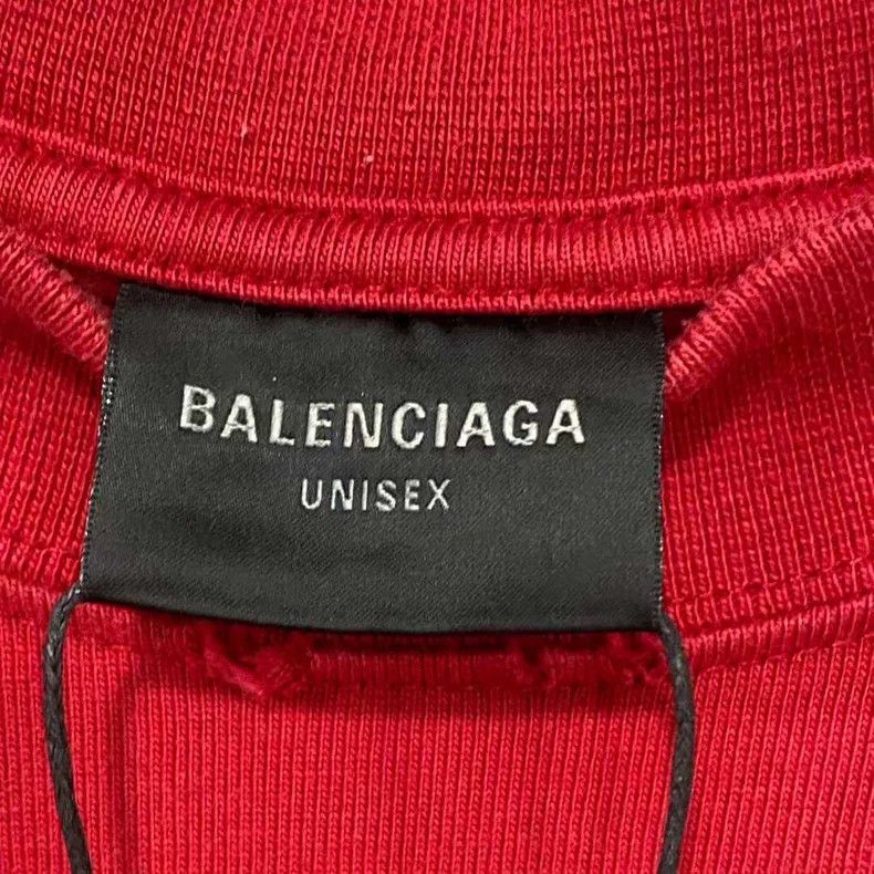 Balenciaga Balenciaga Red Embroidered Distressed Tee - dmc Size US XXS / EU 40 - 4 Thumbnail