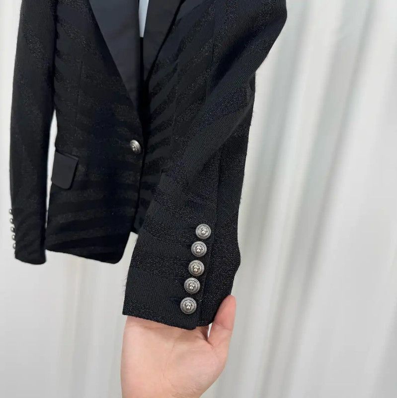 Balmain Balmain Black Wool Blend Embroidered Jacket 0089 Size S / US 4 / IT 40 - 4 Thumbnail