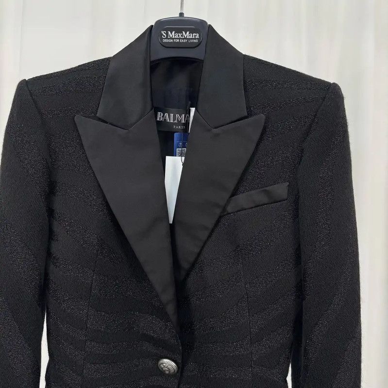 Balmain Balmain Black Wool Blend Embroidered Jacket 0089 Size S / US 4 / IT 40 - 3 Thumbnail