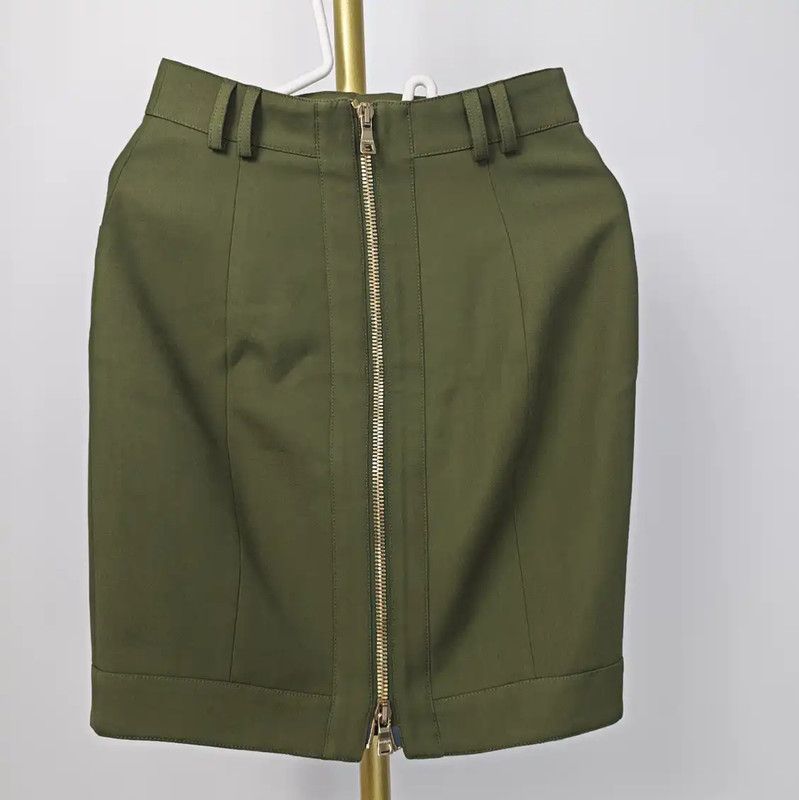 Balmain Balmain Olive Green Cotton Women's Skirt 0089 Size 23" - 5 Thumbnail