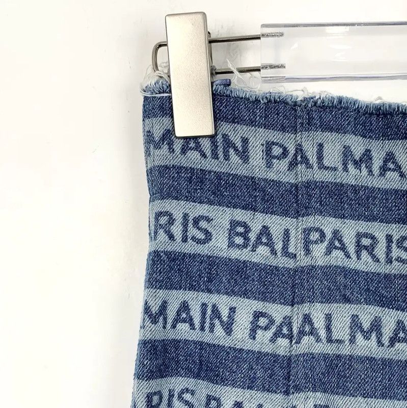 Balmain Balmain Blue Cotton Women's Midi Skirt 0089 Size 22" - 3 Thumbnail