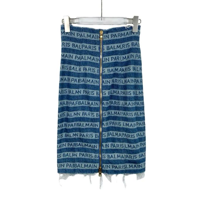 Balmain Balmain Blue Cotton Women's Midi Skirt 0089 Size 22" - 2 Thumbnail