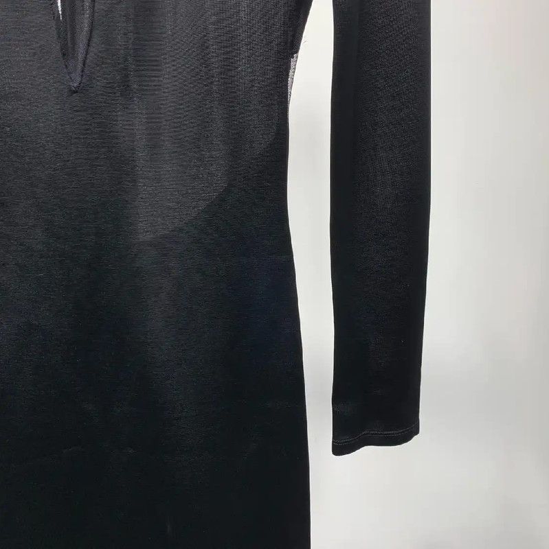 Balmain Balmain Black Cotton Long Sleeve Dress 0089 Size ONE SIZE - 6 Thumbnail