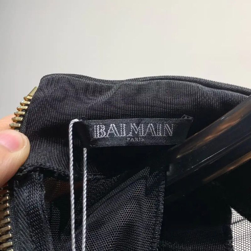 Balmain Balmain Black Cotton Long Sleeve Dress 0089 Size ONE SIZE - 2 Thumbnail