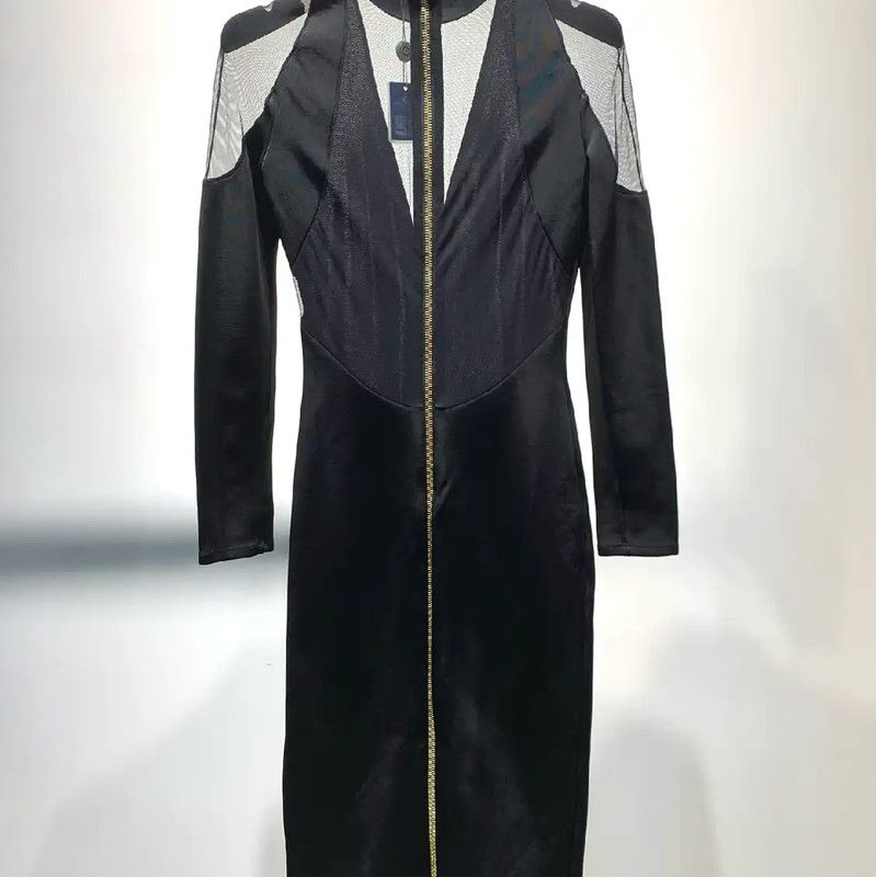 Balmain Balmain Black Cotton Long Sleeve Dress 0089 Size ONE SIZE - 7 Thumbnail