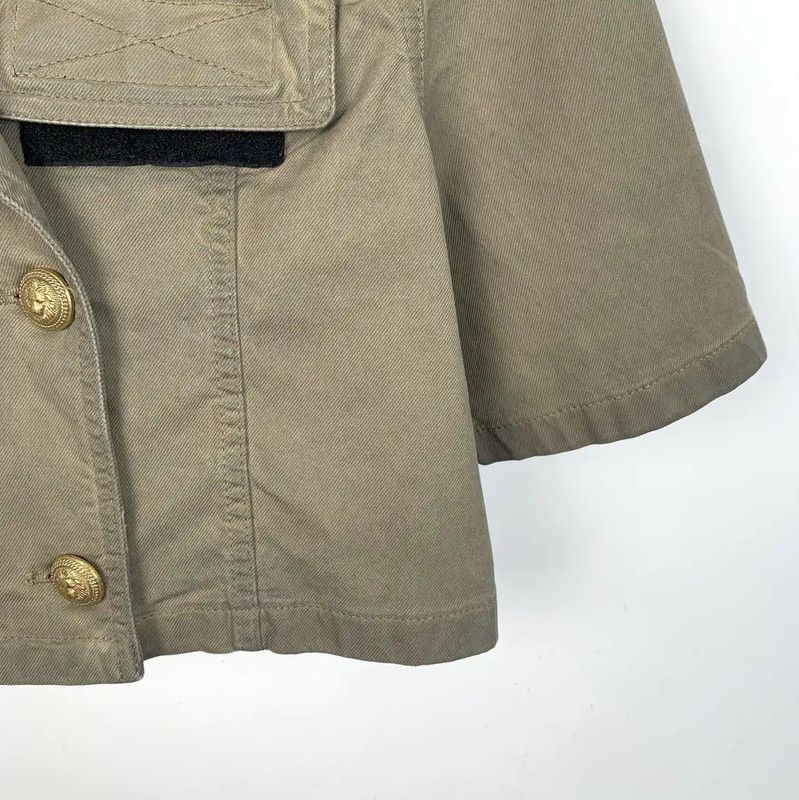 Balmain Balmain Short-Sleeve Cotton Shirt in Brown Green 0089 Size S / US 4 / IT 40 - 4 Thumbnail