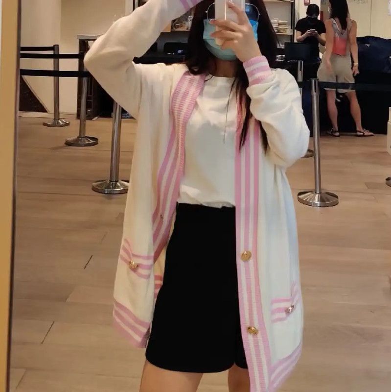 Balmain Balmain White Women’s Cardigan with Pink Details 0089 Size XS / US 0-2 / IT 36-38 - 3 Thumbnail