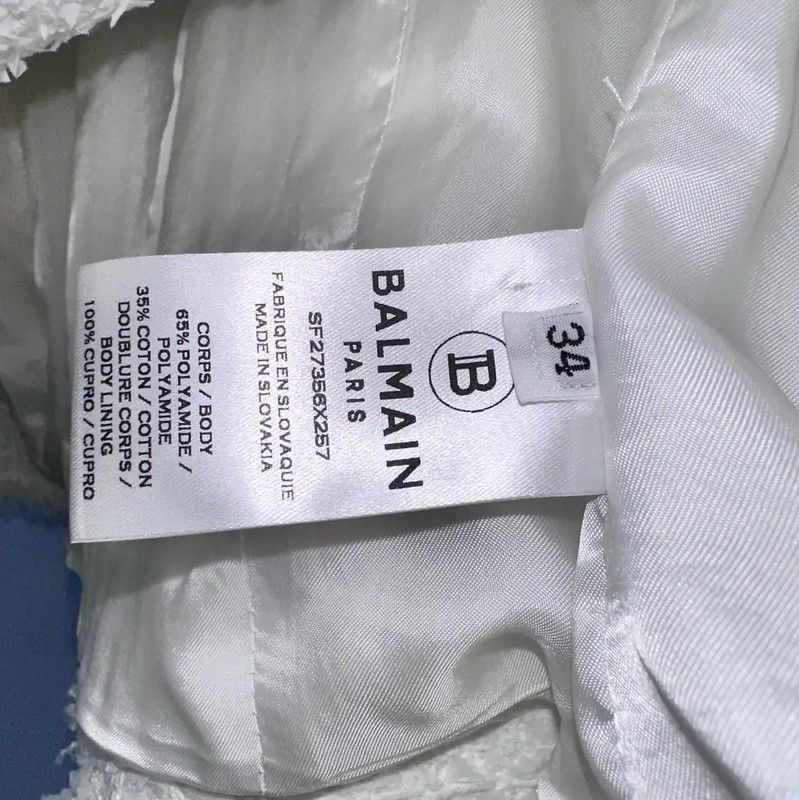 Balmain Balmain White Cotton Blend Ladies Coat 0089 Size S / US 4 / IT 40 - 4 Thumbnail