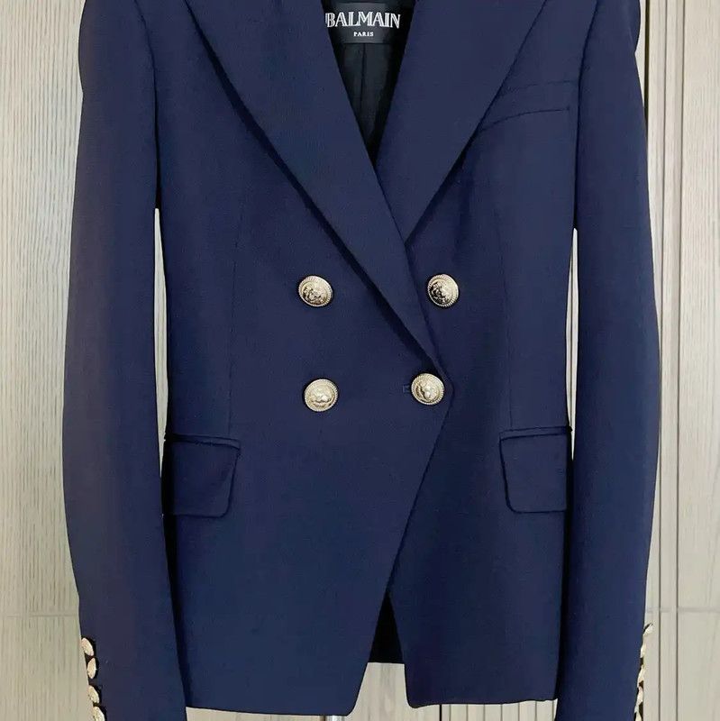Balmain Balmain Navy Wool Double-Breasted Women's Jacket 0089 Size S / US 4 / IT 40 - 4 Thumbnail