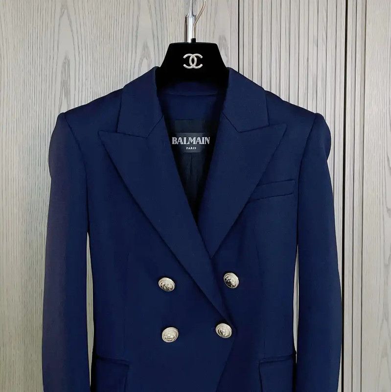 Balmain Balmain Navy Wool Double-Breasted Women's Jacket 0089 Size S / US 4 / IT 40 - 3 Thumbnail