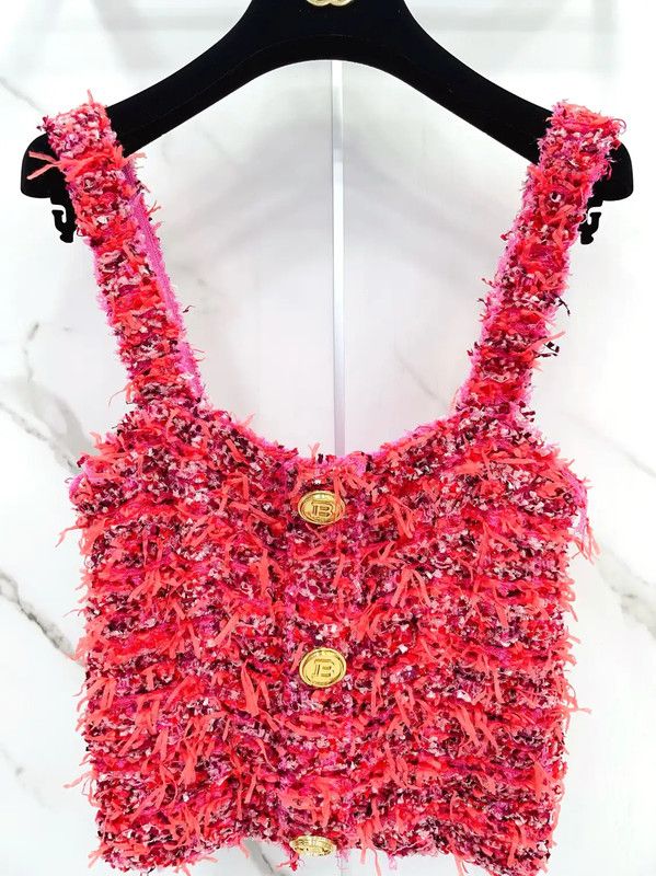 Balmain Balmain Summer Red Polyester Women’s Cropped T-shirt 0089 Size S / US 4 / IT 40 - 4 Thumbnail