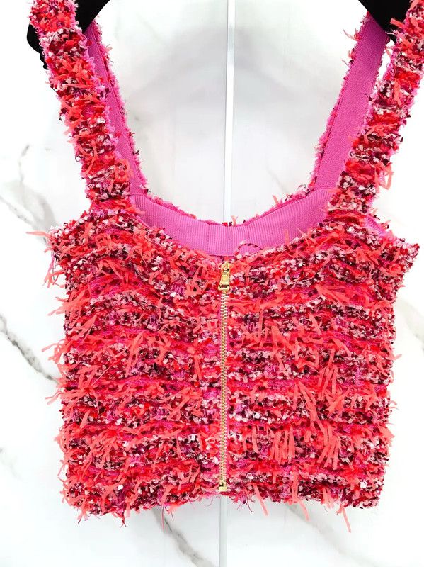 Balmain Balmain Summer Red Polyester Women’s Cropped T-shirt 0089 Size S / US 4 / IT 40 - 7 Thumbnail