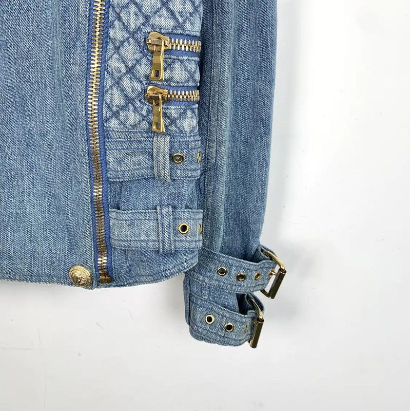 Balmain Balmain Blue Cotton Women's Jacket 0089 Size XS / US 0-2 / IT 36-38 - 4 Thumbnail