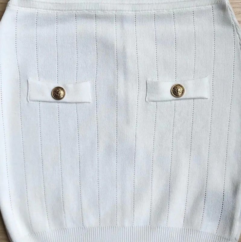 Balmain Balmain White Cotton Women's Skirt 0089 Size 23" - 4 Thumbnail
