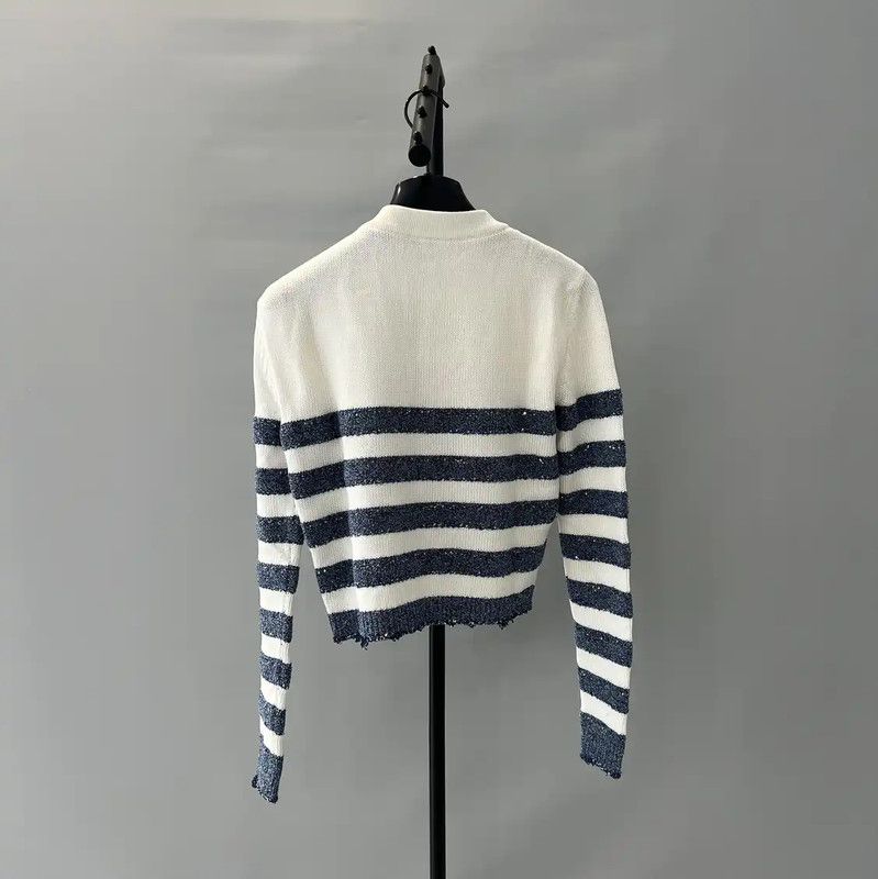 Balmain Balmain Striped Knit Sweater for Women 0089 Size S / US 4 / IT 40 - 2 Thumbnail