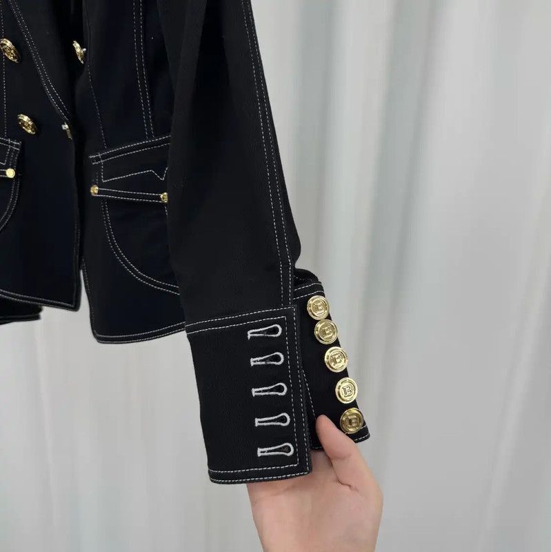 Balmain Balmain Black Denim Logo Jacket for Women 0089 Size XS / US 0-2 / IT 36-38 - 4 Thumbnail