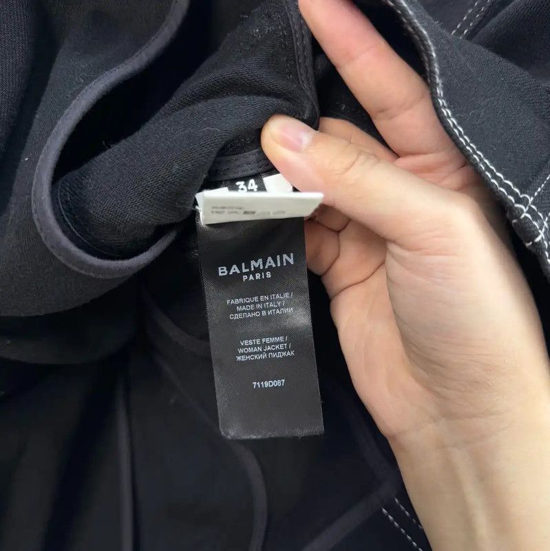 Balmain Balmain Black Denim Logo Jacket for Women 0089 Size XS / US 0-2 / IT 36-38 - 6 Thumbnail