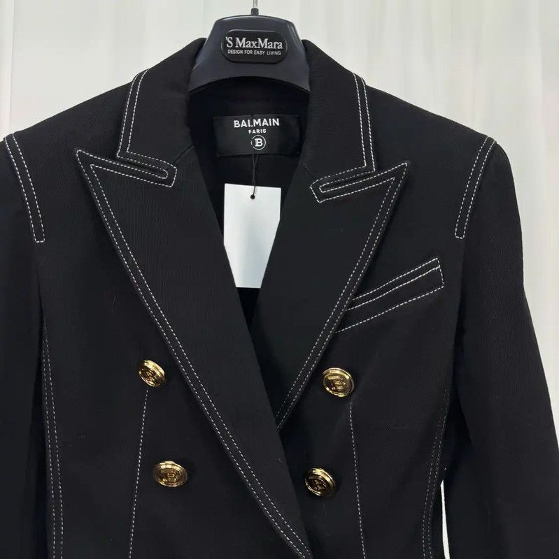 Balmain Balmain Black Denim Logo Jacket for Women 0089 Size XS / US 0-2 / IT 36-38 - 3 Thumbnail