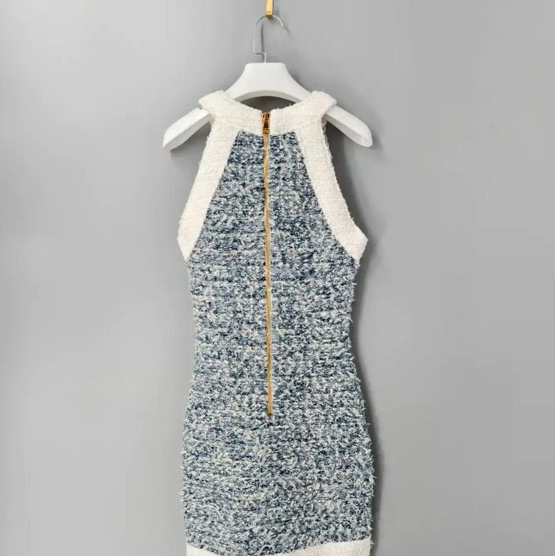 Balmain Balmain Blue Women's Dress with Buttons 0089 Size M / US 6-8 / IT 42-44 - 2 Thumbnail
